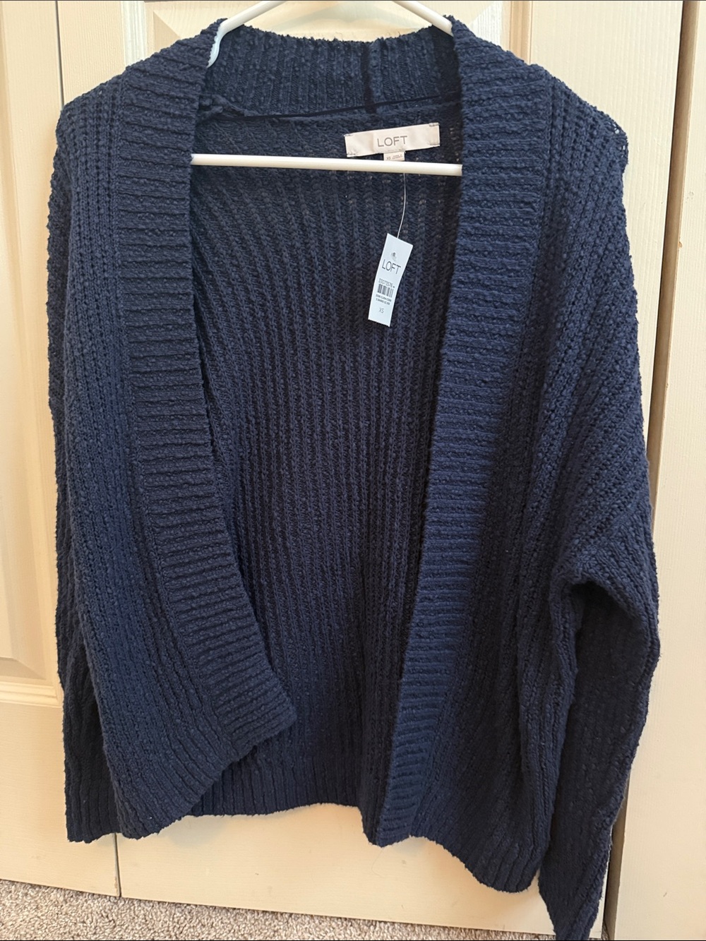 LOFT Navy Chunky Open-Front Cardigan